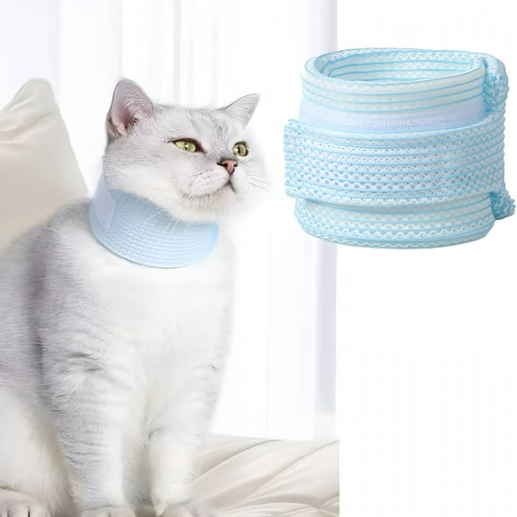 GASTROPOD Cat Neck Brace Cover - Breathable & Adjustable Elizabethan Collar for Post-Surgery Recovery Anti-Scratch Anti-Lick Protection,Cervical Cone for Small Medium Large Dogs Kittens (Small,Blue)