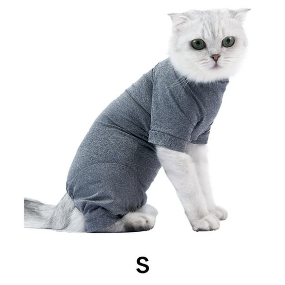 GASTROPOD Cat Recovery Suit,Anti-Shedding Function Cat Onesie,Minimize Allergens Kitten Clothes,Gray,S