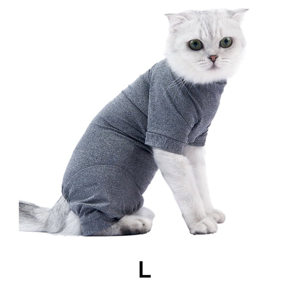 GASTROPOD Cat Recovery Suit,Comfortable Fabric Cat Onesie,Breathable Material Kitten Clothes,Gray,L