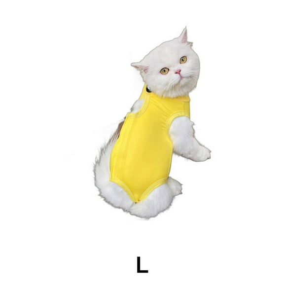 GASTROPOD Cat Recovery Suit,Highly Elastic Fabric Cat Onesie,Non-Restrictive Kitten Clothes,Yellow,L