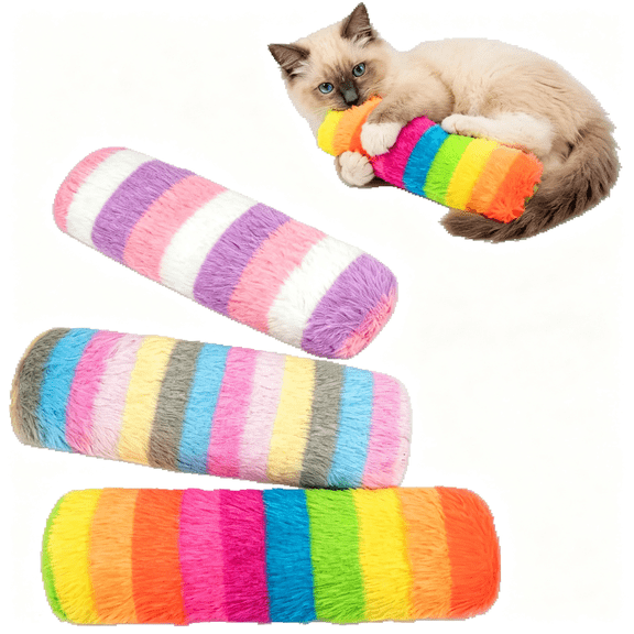 GASTROPOD Cat Toys 3 Pack Catnip Pillows,Soft and Durable Crinkle Sound with Catnip Inside,Interactive Cat Toy Indoor Cats Kitten Kicker,Promotes Kitty Exercise Toys Mothers Day Gifts Rainbow