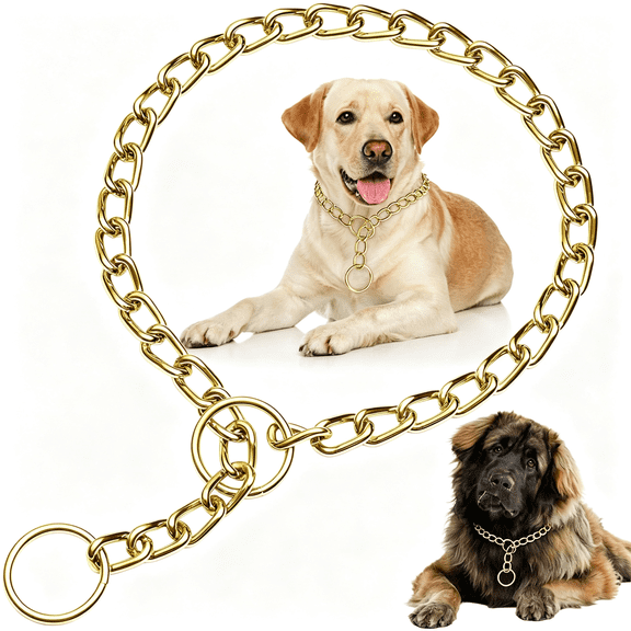 GASTROPOD Chain Collar for Small Dogs,Metal Slip Link Training Heavy Duty Dog Choker Collar Martingale Puppy Collars for Xs Small Medium Large Big Xl Breed Dogs (Gold,Xs(Neck Max 12") 0Mm)