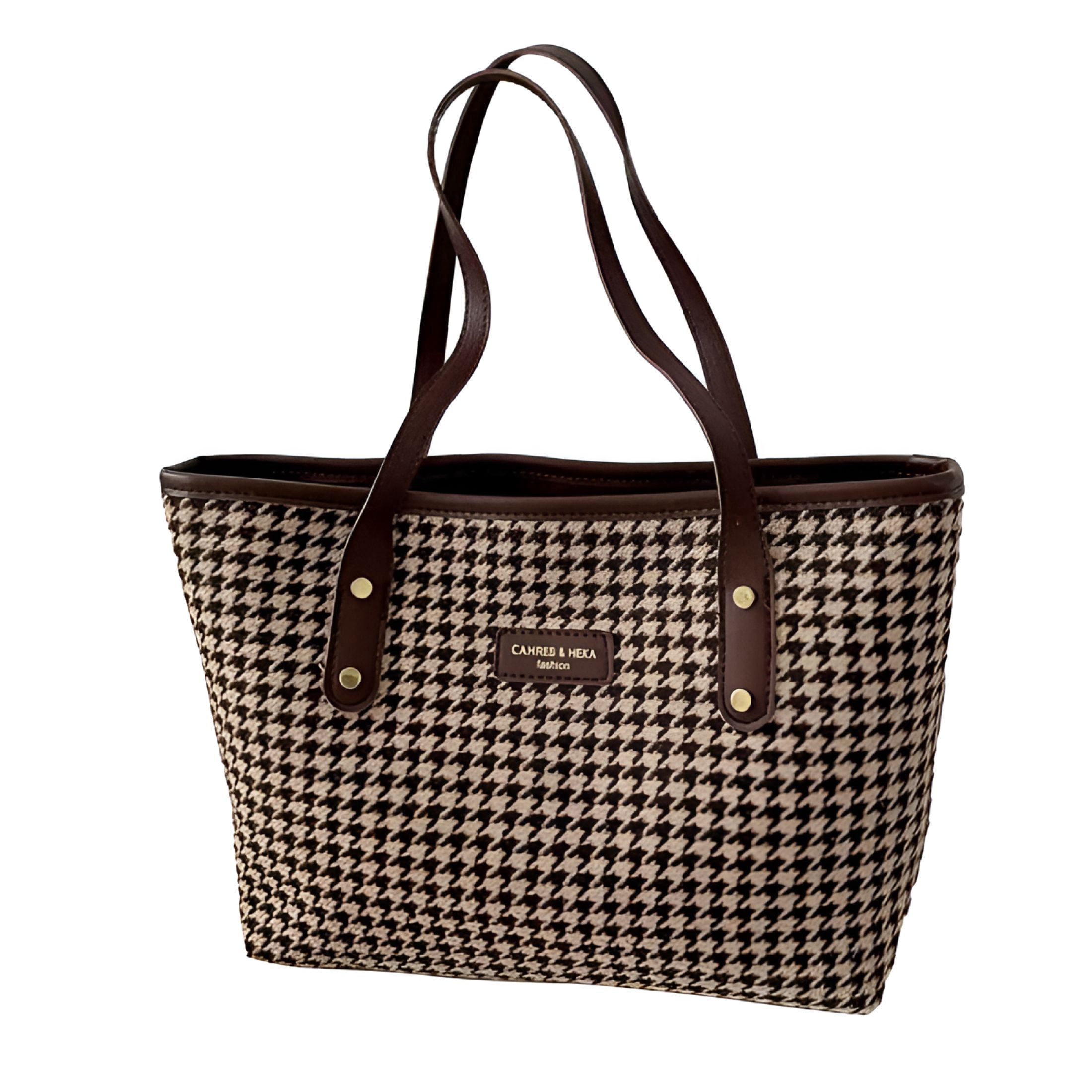 Brown Checkered Purse display picture 2