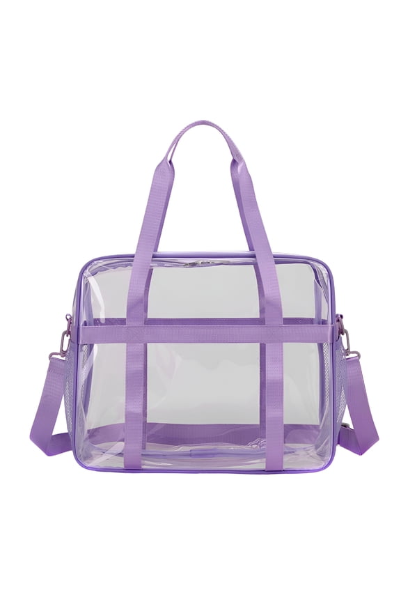 Clear Stadium Approved Tote Bag 12x12x6, Transparent PVC Purse with Adjustable Strap for Sports, Concerts, Festivals