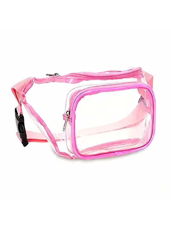 Clear Fanny Pack Stadium Approved - Adjustable 33-47 Inch Strap, Transparent Belt Bag for Women Men Fits 7.5-Inch Smartphone, Waist Bag Clear Bag for Stadium Events