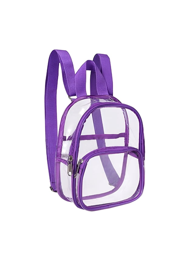 Clear Mini Backpack Transparent Small See Through Bag with Crossbody Concert Purse Waterproof Plastic Shoulder Bag (Purple)