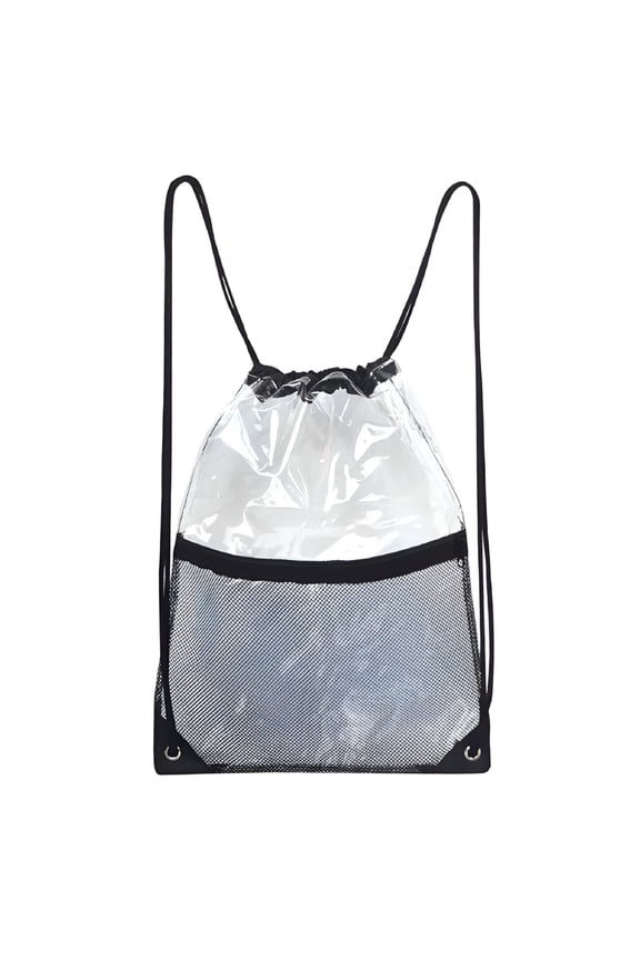 Clear PVC Drawstring Backpack with Front Zipper