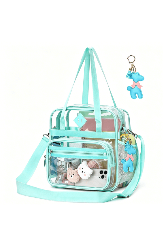 Clear Tote Bag 12X6X12 Clear Bag for Stadium Events See through Bag for Women Transparent Concert Bag with Adjustable Shoulder Straps,Green