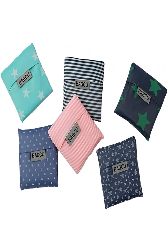 Cloth Tote Bags,Reusable,Foldable,Recycle for Shopping,Fits in Pocket,Eco Friendly for Groceries,Water Resistant,Lightweight,Strong & Durable Large (6Pack)