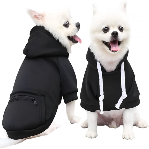 GASTROPOD Clothes for Small Dogs Boy, Extra Small Dog Hoodie with Pocket Cold Weather Dog Sweaters for Small Dogs Fleece Small Dog Winter Coat Black Small
