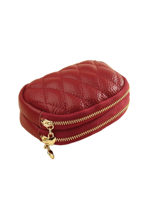 Coin Purse,Dual Zippered Compartments Small Purse,Versatile Change Purse with Textured Leather Design