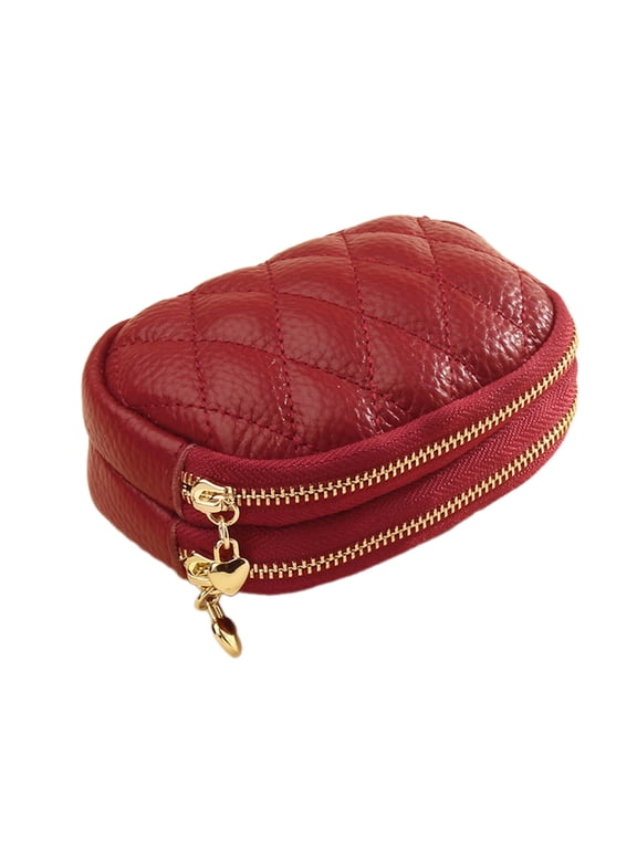 2026 New Coin Purse,Dual Zippered Compartments Small Purse,Versatile Change Purse with Textured Leather Design