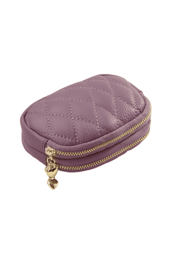 AOMRCOL Dual Zippered Small Purse,Chic Textured Leather Change Purse