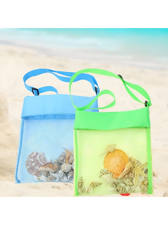 Mesh Beach Bag for Kids with Adjustable Straps, Shell Collector Tote for Swimming, Travel, and Outdoor Play, 9 Inch