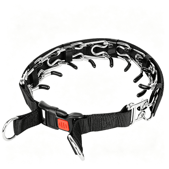 GASTROPOD Comfort Dog Collar, Stainless Steel Collar with Quick Release Buckle, Adjustable Comfort Tip with Nylon Cover for Small Medium Large Dogs(Black,M(16-19Neck,3Mm))
