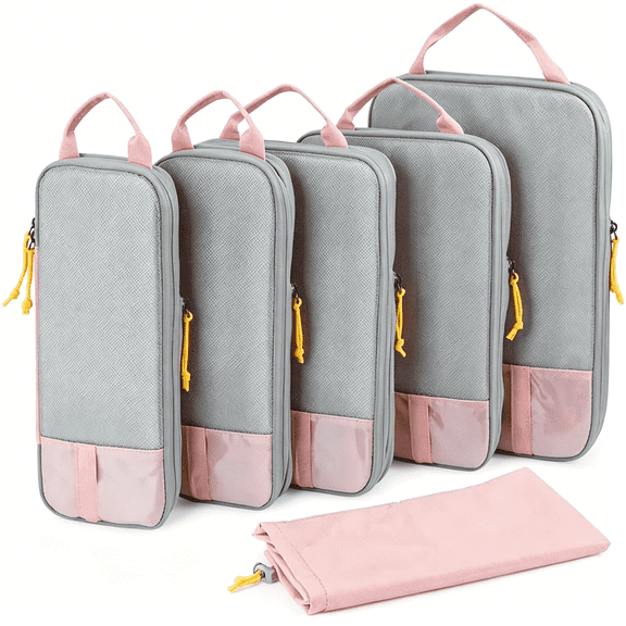 GASTROPOD Compression Packing Cubes for Travel,6 Pcs Expandable Foldable Lightweight Packing Organizers for Luggage and Suitcases,Baby Pink Packing Cubes for Travel