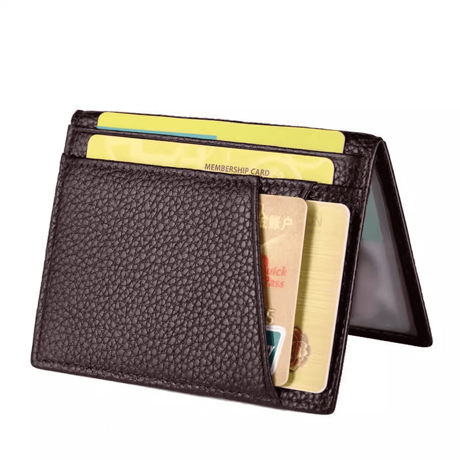 GASTROPOD Credit Card Holder,PU Leather Ultra-thin Wallets with ID Window,Blocking Bifold Card Holder Wallet,Coffee
