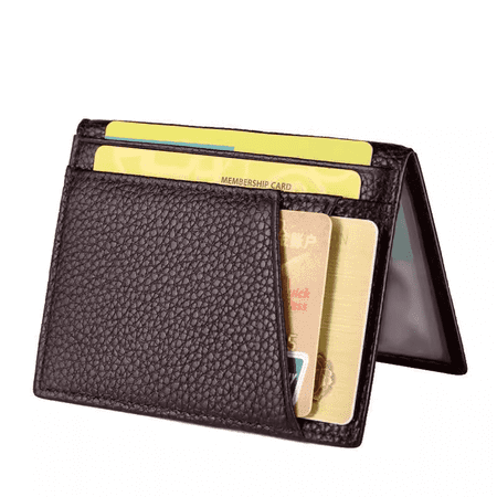 GASTROPOD Credit Card Holder,PU Leather Ultra-thin Wallets with ID Window,Blocking Bifold Card Holder Wallet,Coffee