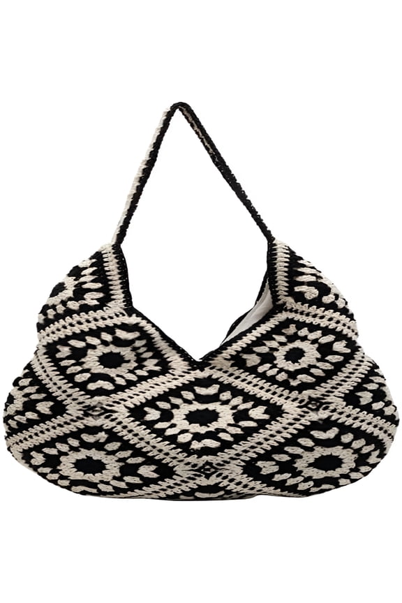 Crochet Tote Bag for Women Straw Flower Shoulder Bag Summer Aesthetic Mesh Beach Purse Boho Travel Handbag