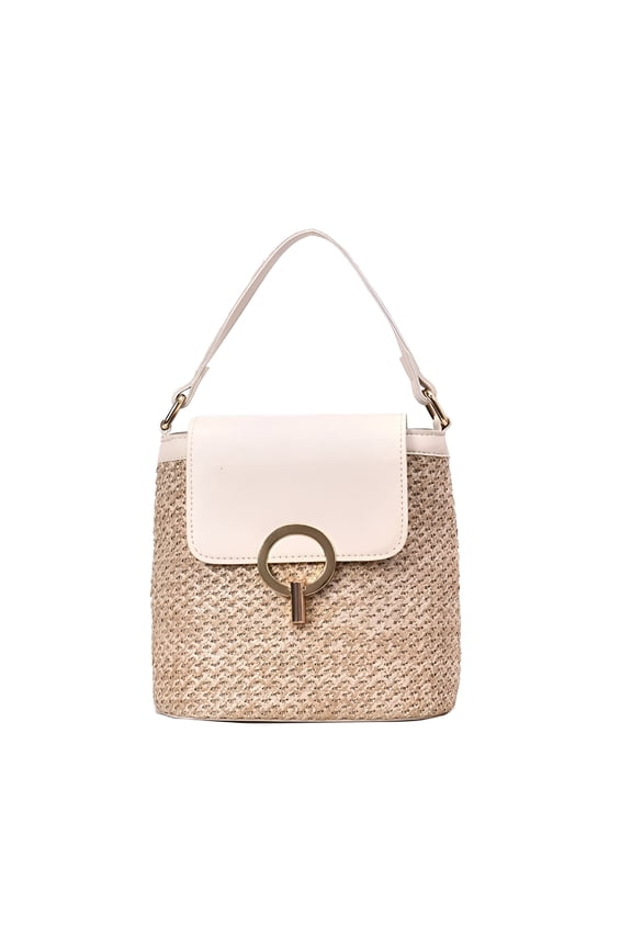 Cross Body Handbags for Women Straw Woven Beach Shoulder Bag Summer Handmade Purses Straw Beach Bag(White)