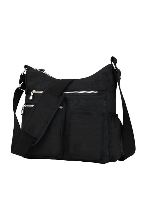 Crossbody Bag with Anti Theft Rfid Pocket-Women Lightweight Water-Resistant Purse,Crossbody Bag Nylon Cloth Bag Multi Compartment Medium Bag Middle Aged Casual Shoulder Bag,11.8*11*4.7 In