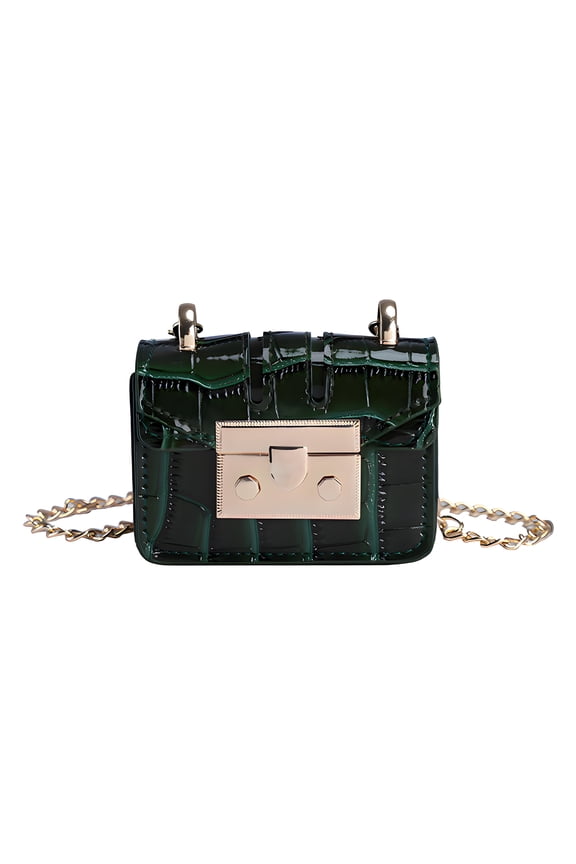 Crossbody Bags,Chain Small Square Bag Leather Crossbody Bagsfor Women,Mini Bag Mini Purse,Green