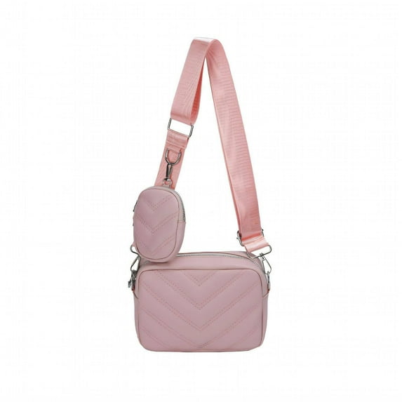GASTROPOD Crossbody Bags for Women Sewing Line Leather Crossbody Bags for Women Detachable Pendant Purses for Women Large Capacity Cross Body Bag for Woman 19x13x7cm,Pink