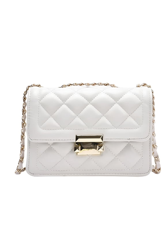 Crossbody Bags for Women Small Handbags Pu Leather Shoulder Bag Ladies Purse Evening Bag Quilted Satchels with Chain Strap,White Shoulder Bag