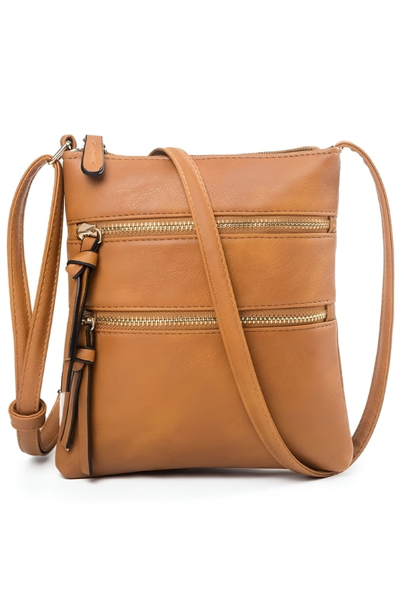 Crossbody Bags for Women Medium Size Leather Travel Cross Body Bag Purses for Women - Brown
