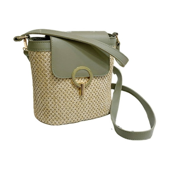 GASTROPOD Crossbody Bags for Women,Straw Weaving Tote Bag for Women,Bucket Type Medium Hardness Shoulder Bag,Green