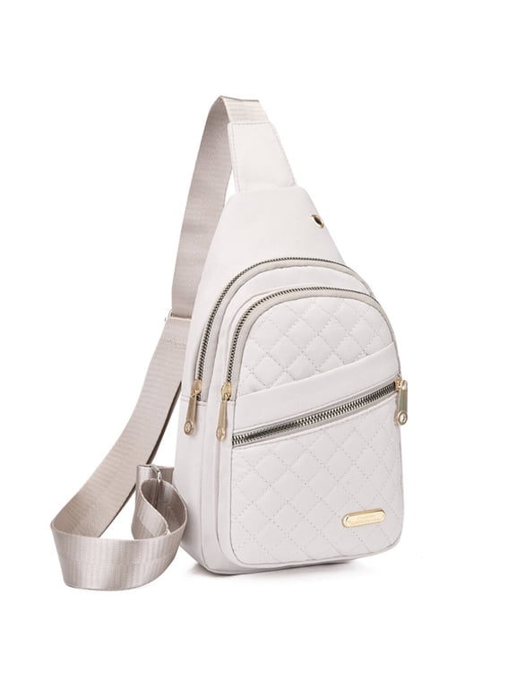 Crossbody Bags for Women, Unisex Stylish Tote Bag, Multi-Zipper Versatile Travel Backpack,Beige