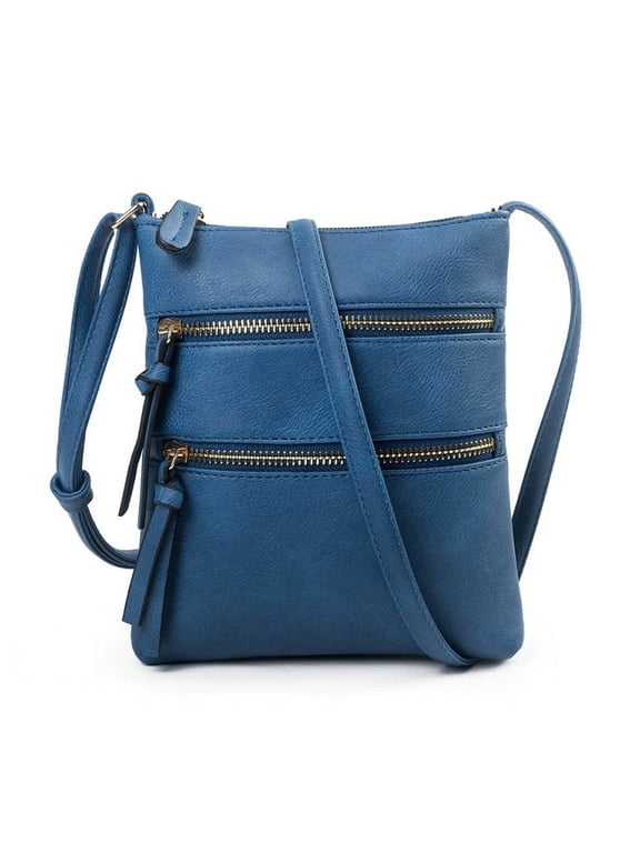 Crossbody Purses for Women,Practical Storage Crossbody Bag,Double Zipper Closure Adjustable Strap Women'S Crossbody Handbags,Navy Blue