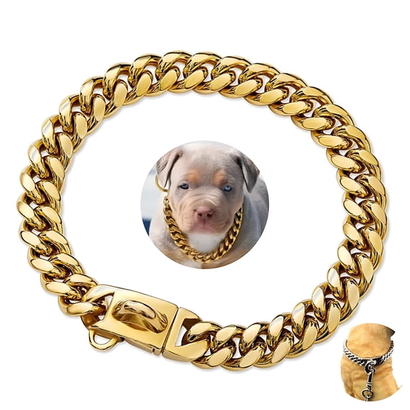 GASTROPOD Cuban Link Dog Collar Gold Chain Collar Metal Collar Luxury Dog Necklace