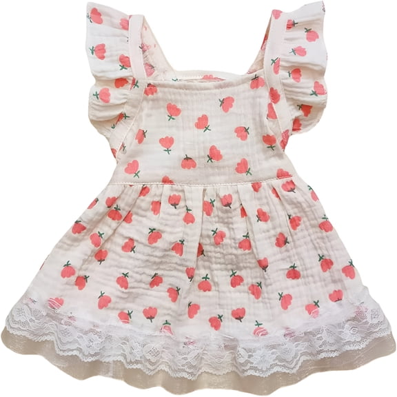 GASTROPOD Cute Flower Pattern Dog Dress Ruffle Trim Princess Dress Cat Vest Dress Lace Trim Summer Dress Pet Clothes for Small Medium Cats Dogs Kitten Puppy Pink S
