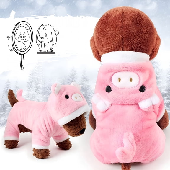 GASTROPOD Cute Pet Costume Pink Pig Design Pet Warm Hoodies Costume for Small Dogs and Cats Halloween Christmas Cosplay Dress Up Clothes for Puppy Teddy Chihuahua Kitten
