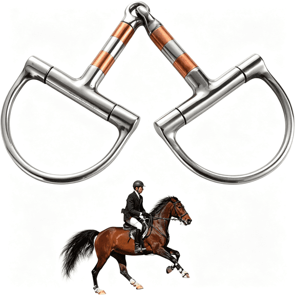 GASTROPOD D-Ring Stainless Horse Bit,Copper Roller Flexible Joint Western Tack|Copper Rolling Insert,Flexible Middle Joint,Soft Oral Touch,Mild Equine Gear for Daily Riding and Stable Horse Control