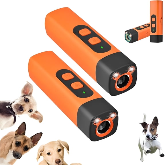 GASTROPOD Dog Bark Deterrent Device for Dogs, with LED Flashlight, Double Lights Flashing / 25000-40000 3-Speed Frequency Conversion, One-Click Prompt Correction/Expulsion (Orange * 2)