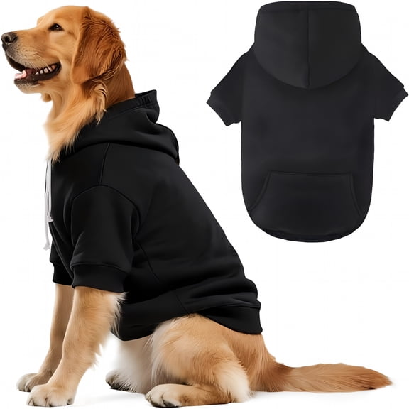 GASTROPOD Dog Basic Hoodie Soft Dog Clothes Cold Weather Sweaters for Medium Large Dogs Cozy Fabric Warm Sweatshirt with Leash Hole (Black, XL (Back: 24.8",Chest: 33.86", Neck: 25.2"))