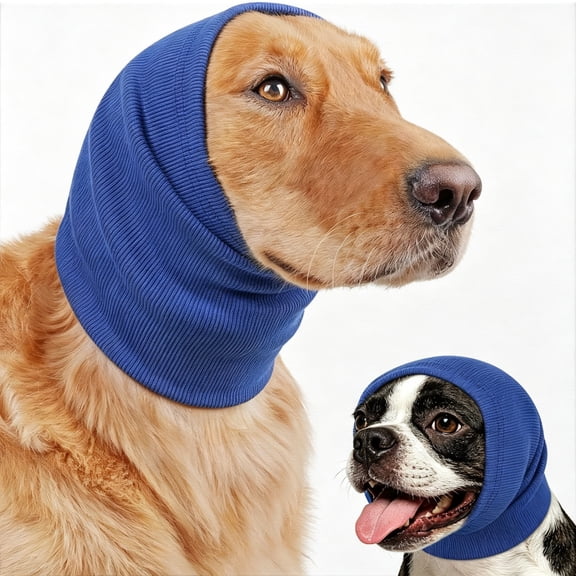 GASTROPOD Dog Calming Hoodie for Noise Protection/Anxiety Relief,Ear Cover | for Grooming,Bathing,Drying,Stretchy Dog Calming Ear Wrap to Fireworks,Thunder,Soft Dog Head Wrap Warmer(Blue,S)