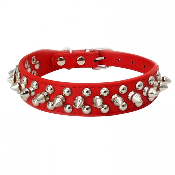 GASTROPOD Dog Cats Collar,Spiky Dog Collar,Spiky Cats Collar,Leather Adjustability Spikes Collar,Punk Style Red