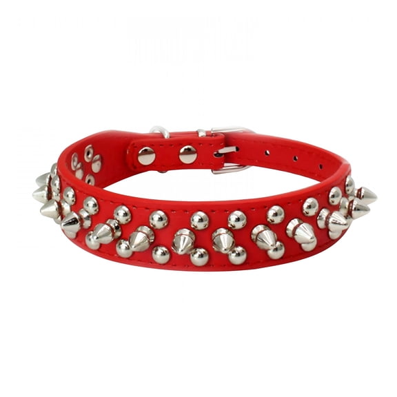 GASTROPOD Dog Cats Collar, Spiky Dog Collar, Spiky Cats Collar, Leather Adjustability Spikes Collar, Punk Style Red
