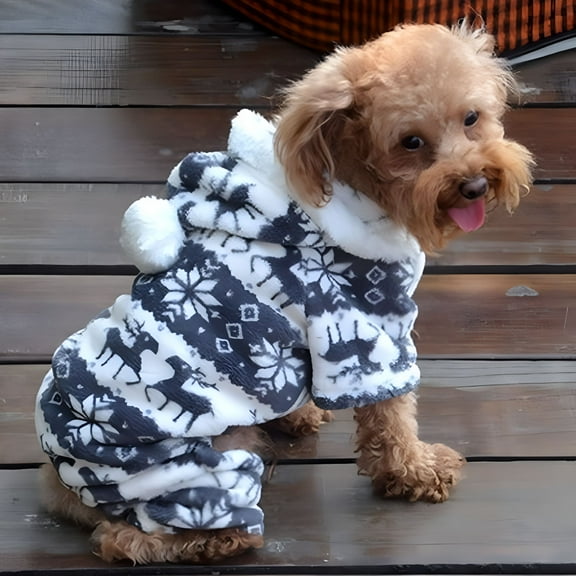 GASTROPOD Dog Christmas Pajamas for Small Medium Dogs - Cute Elk Snowflake Pattern Holiday Dog Pajamas Pet Apparel for Cold Weather - Soft Onesie Dog Pjs Warm Winter Clothes