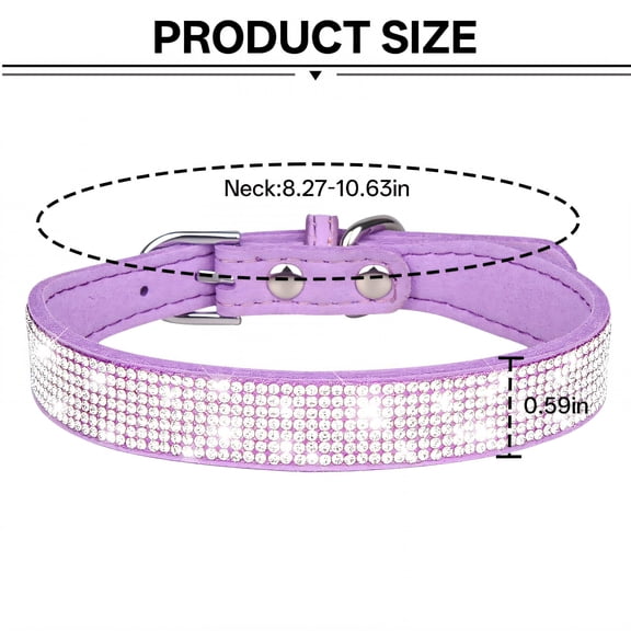 GASTROPOD Dog Collar for Large Dogs, Soft Microfiber Velvet with Sparkle Gems, Adjustable Breathable Pet Chain, Purple