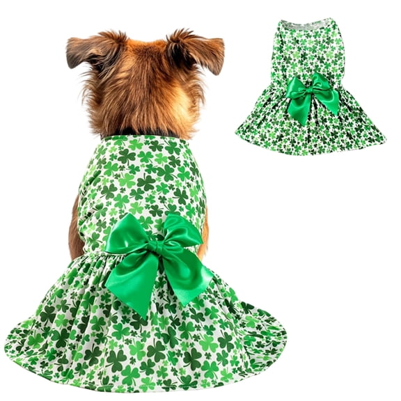 GASTROPOD Dog Dress,Clover Green Dress Dog Clothes for Small Dogs,Cute Dress Up Dog Clothes,Beautiful Dog Outfit for Pet Party,Green,S