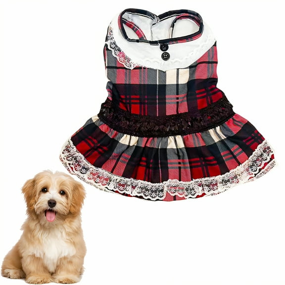GASTROPOD Dog Dresses for Small Dogs Girl,Cotton Printed Everyday Dress Dog Clothes,Comfortable and Unrestricted with Plaid Dog Clothes for Small Dogs,L