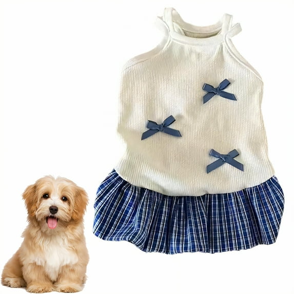 GASTROPOD Dog Dresses for Small Dogs Girl,Coral Fleece Printed Everyday Dress Dog Costume,Soft and Skin-Friendly with Bowknot Dog Dress,S
