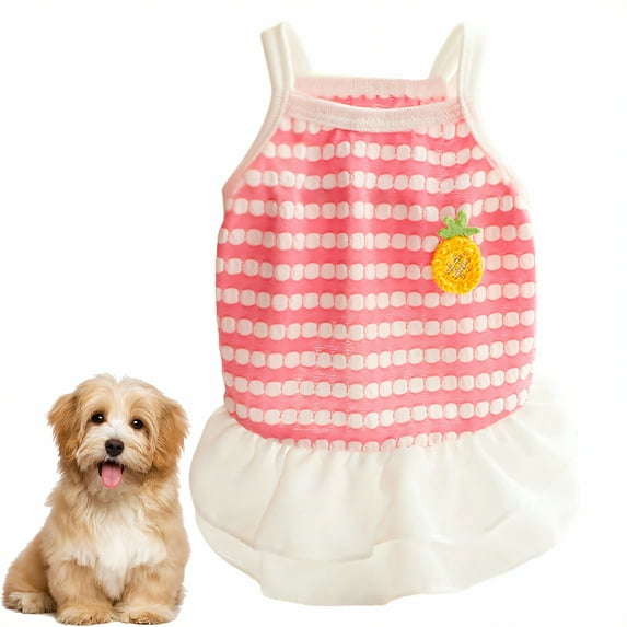 GASTROPOD Dog Dresses for Small Dogs Girl,Cotton Printed Everyday Dress Dog Clothes,Soft and Skin-Friendly with Dot Dog Dress,Pink,S