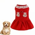thumbnail image 1 of GASTROPOD Dog Dresses for Small Dogs Girl,Polyester Printed Everyday Dress Dog Clothes,Quick Dressing with Lace Dog Clothes for Small Dogs,Red,M, 1 of 7