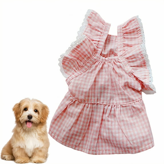 GASTROPOD Dog Dresses for Small Dogs Girl,Shake-Up Velvet Printed Everyday Dress Small Dog Clothes,Retro Sweet Elements with Plaid Dog Dresses,Xs