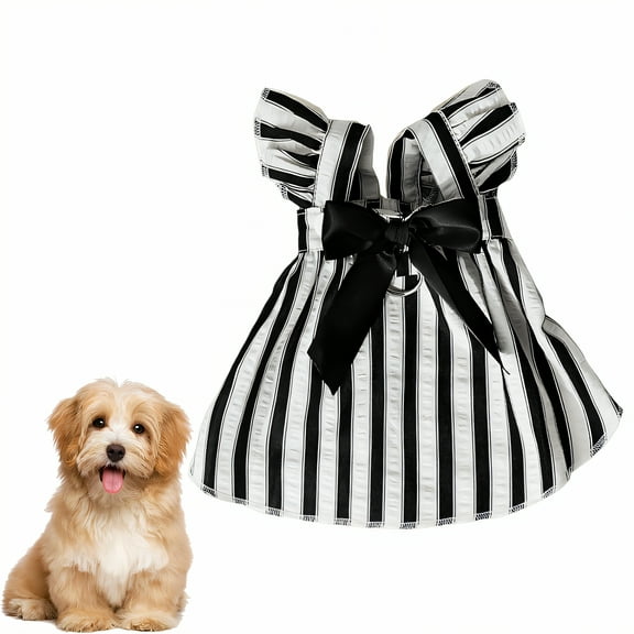 GASTROPOD Dog Dresses for Small Dogs Girl,Woven Fabric Puppy Clothes,Firm Texture with Bowknot Girl Dog Clothes,Xs
